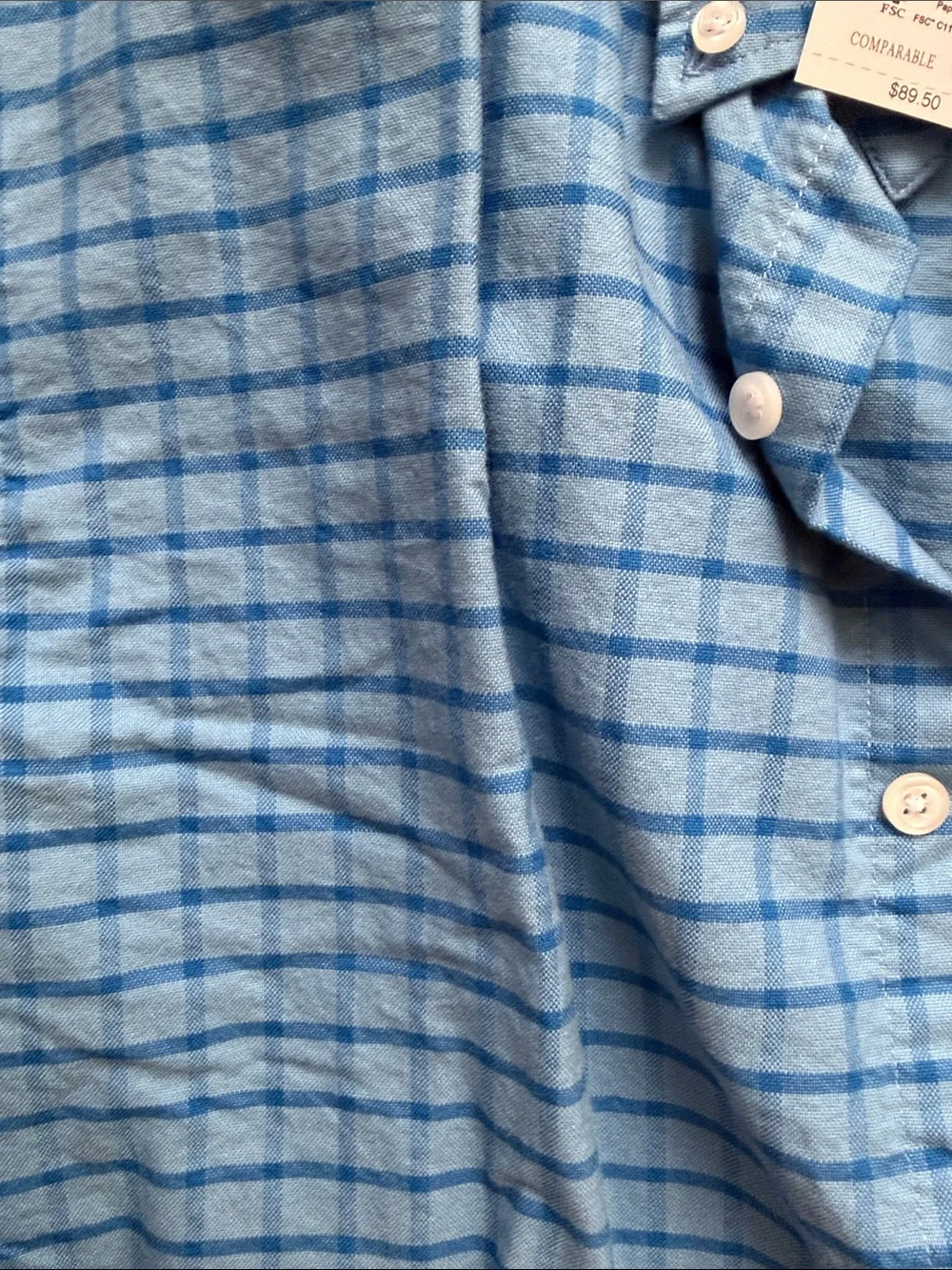 J. Crew Men’s Blue Windowpane Button-Down Slim Fit Shirt - Size XL